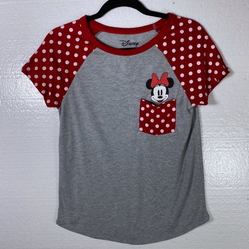 Disney Minnie Mouse Medium Red Pocket Tee T-Shirt